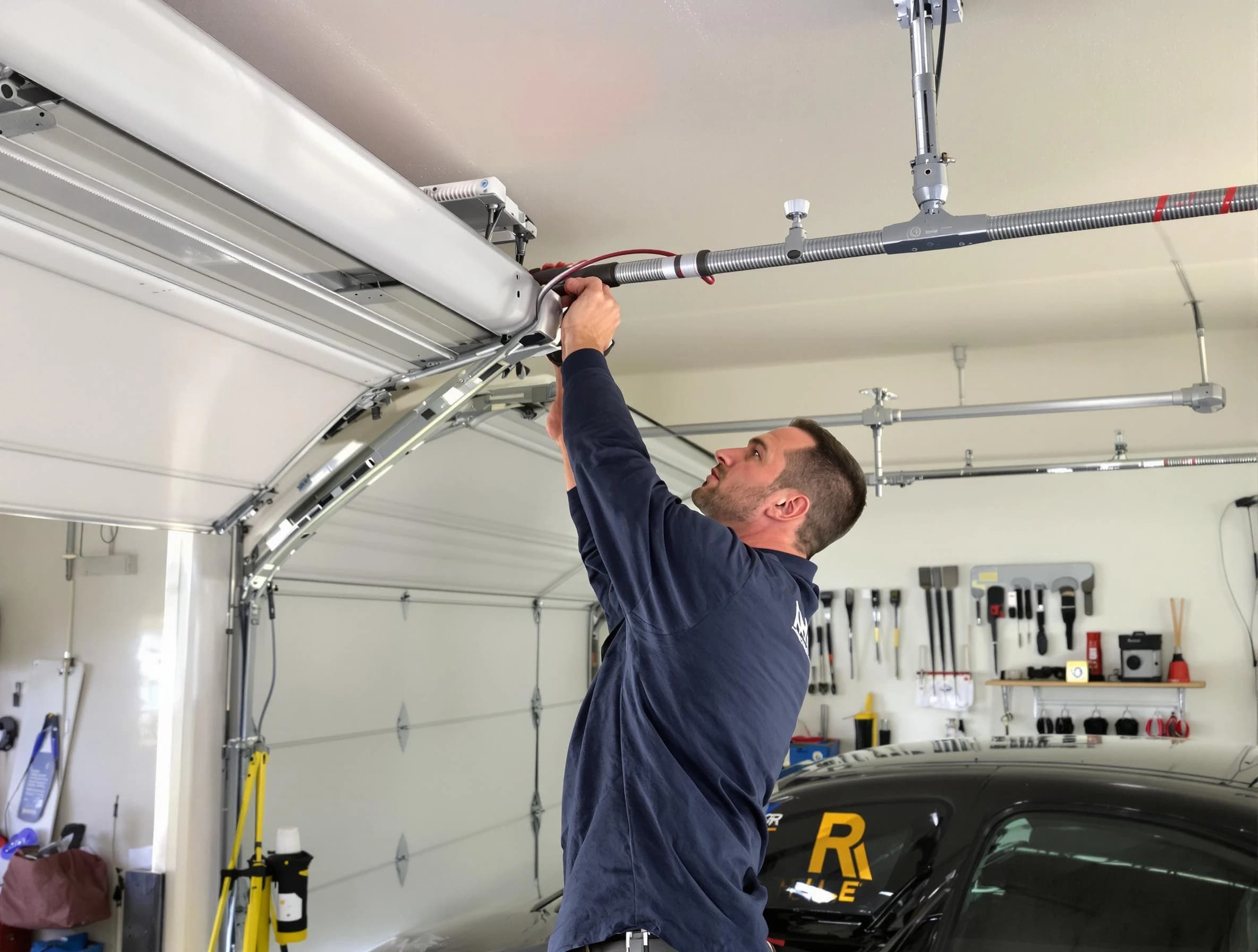 Economy Garage Door Repair technician performing garage door cable repair in Economy