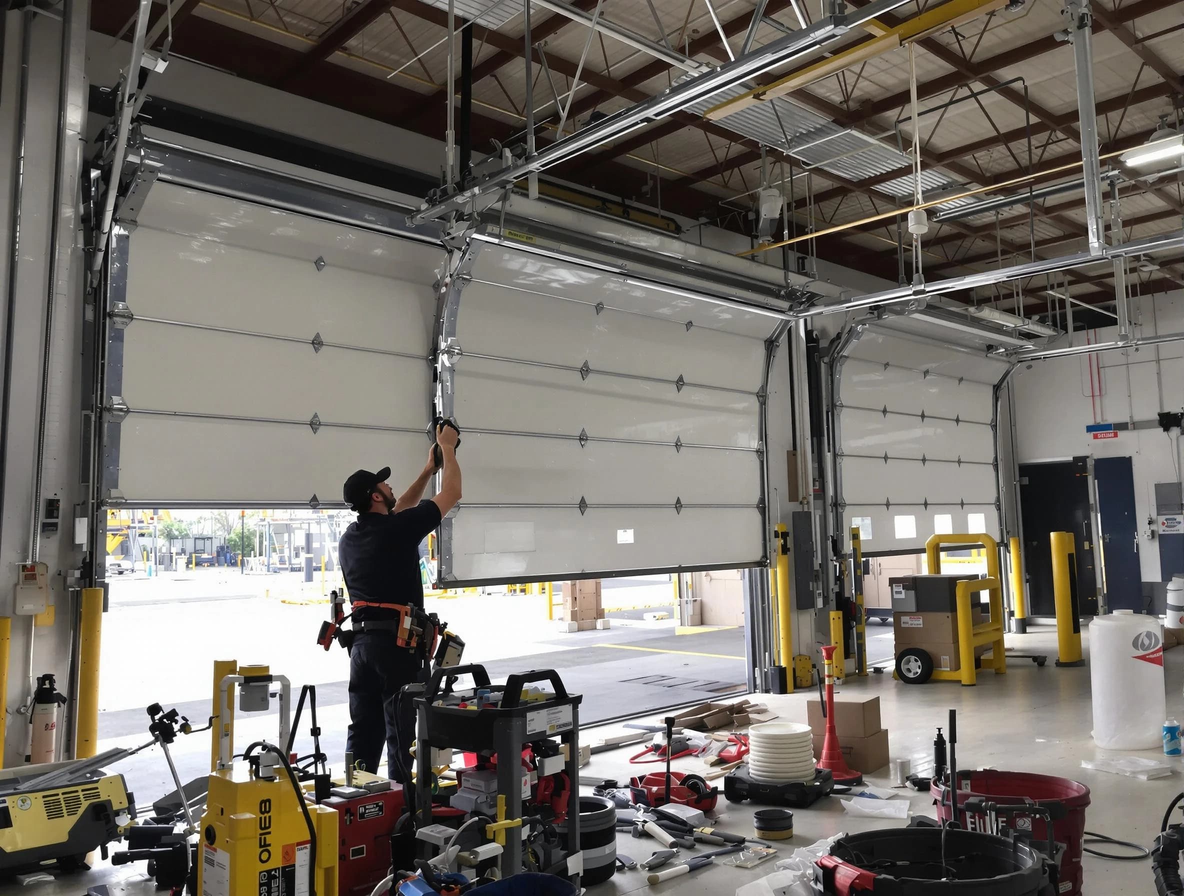 Economy Garage Door Repair technician performing commercial garage door repair in Economy