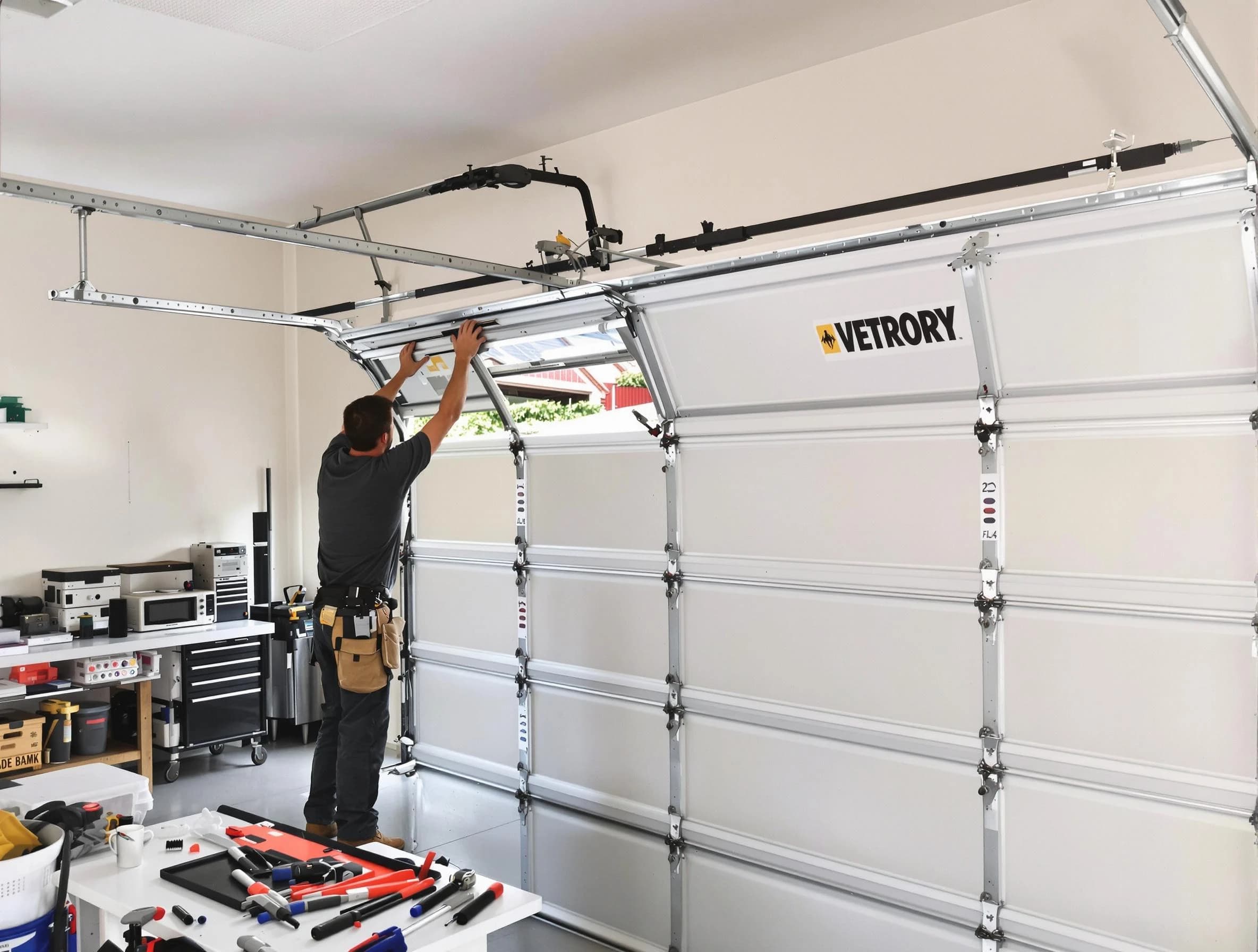 Economy Garage Door Repair technician performing section replacement in Economy