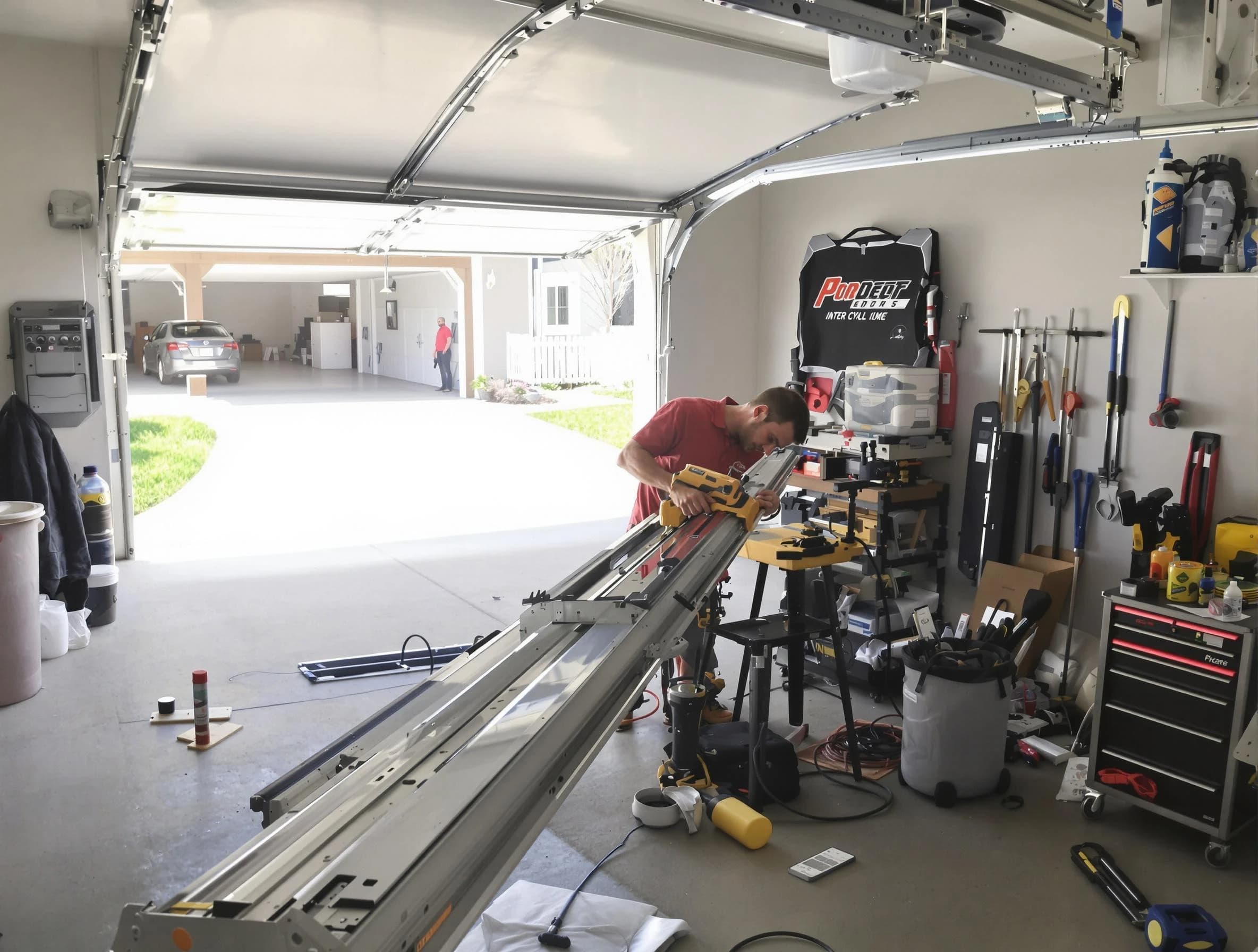 Economy Garage Door Repair expert performing track repair in Economy