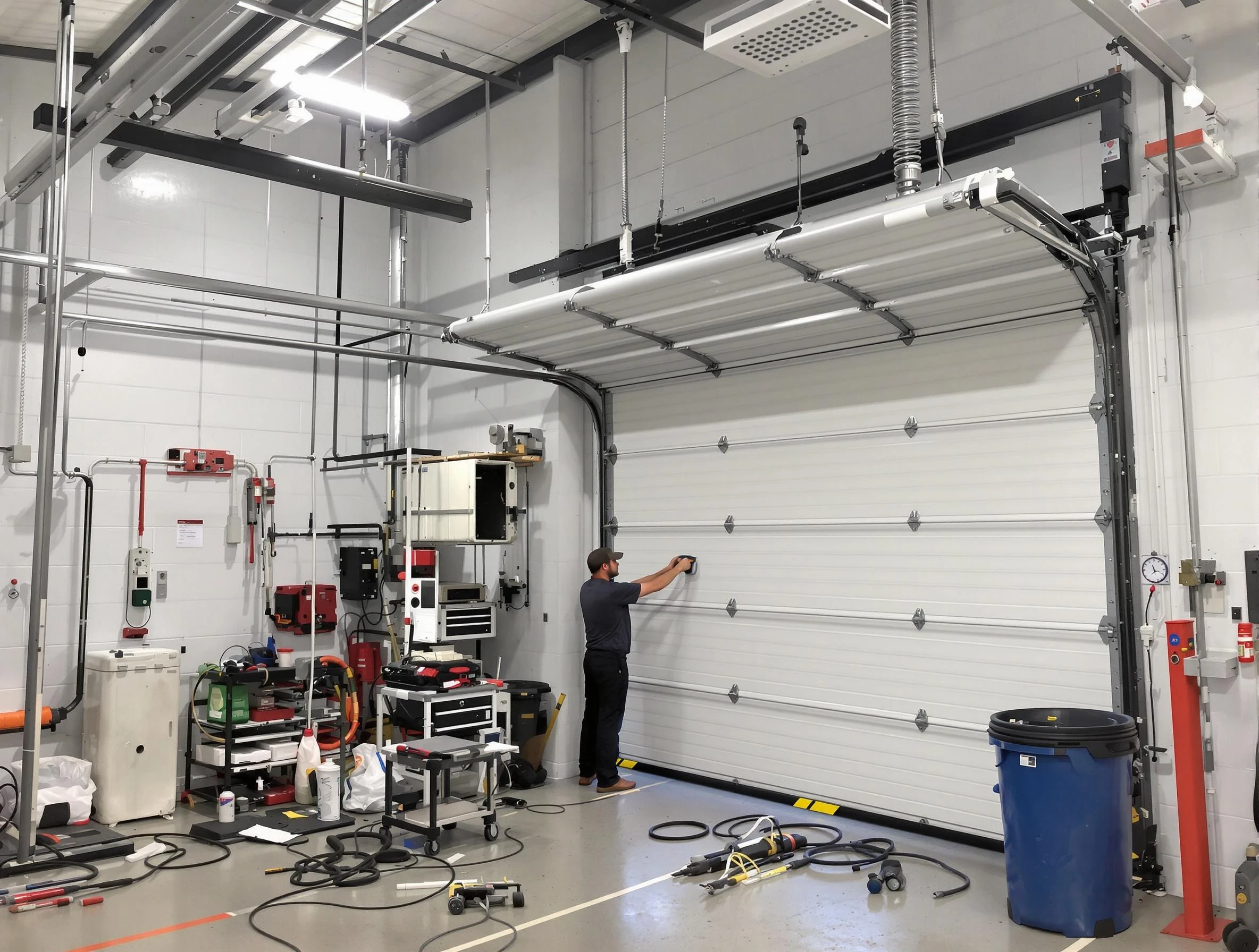 Economy Garage Door Repair certified technician performing commercial door repair at a Economy business facility